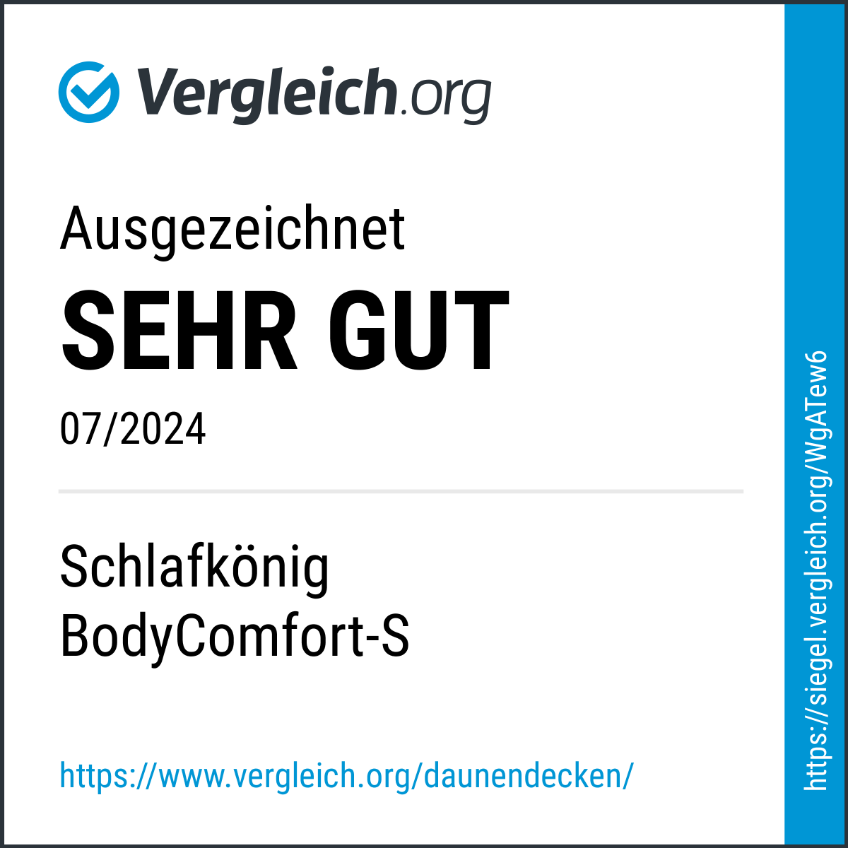 Daunendecke 135x200 SEHR GUT Siegel ausgezeichnet Vergleich SCHLAFKÖNIG