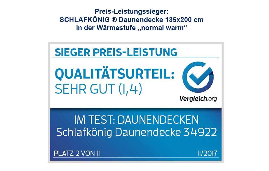 Daunendecke Preis Leistungssieger